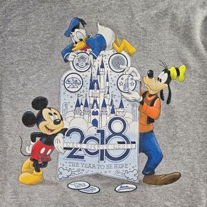 Disneyland Resorts 2018 Mens‎ Medium Gray Full Zip Long Sleeve Hooded Jacket